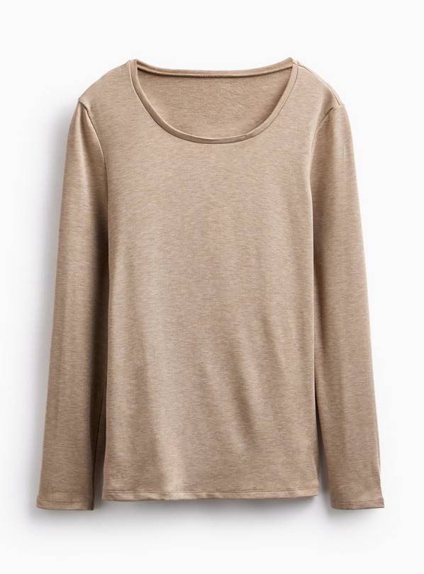 Beige Brushed Back Thermal Long Sleeve Top XS